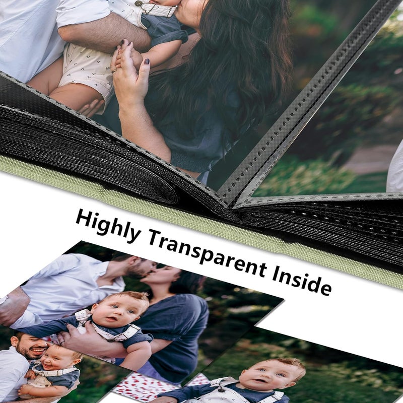 Remowith Small 4x6 Photo Album 100 Pockets Linen Cover with Front Window Portable Mini Picture Book for Family Travel Wedding and Memory Keepsake Organizer Light Green - Image 4